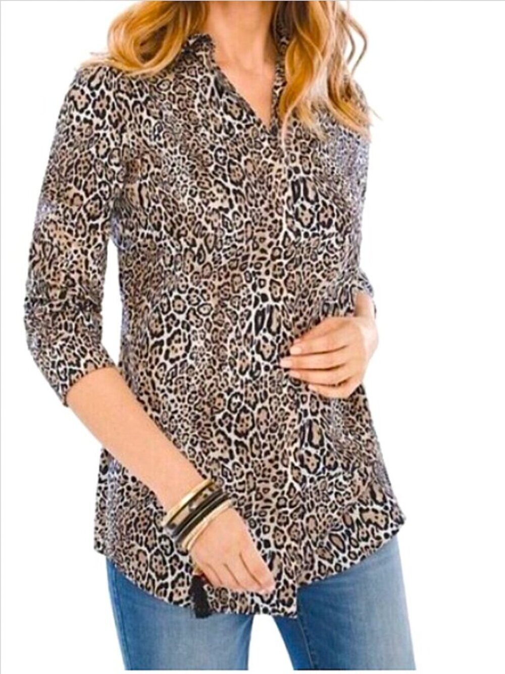 Chico's Animal Print Polyester Blouse size 2